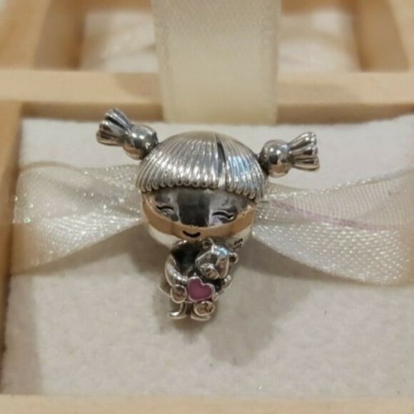 Authentic PANDORA Sterling Silver Little Girl with Pigtails Charm 798016EN160 - Picture 1 of 7